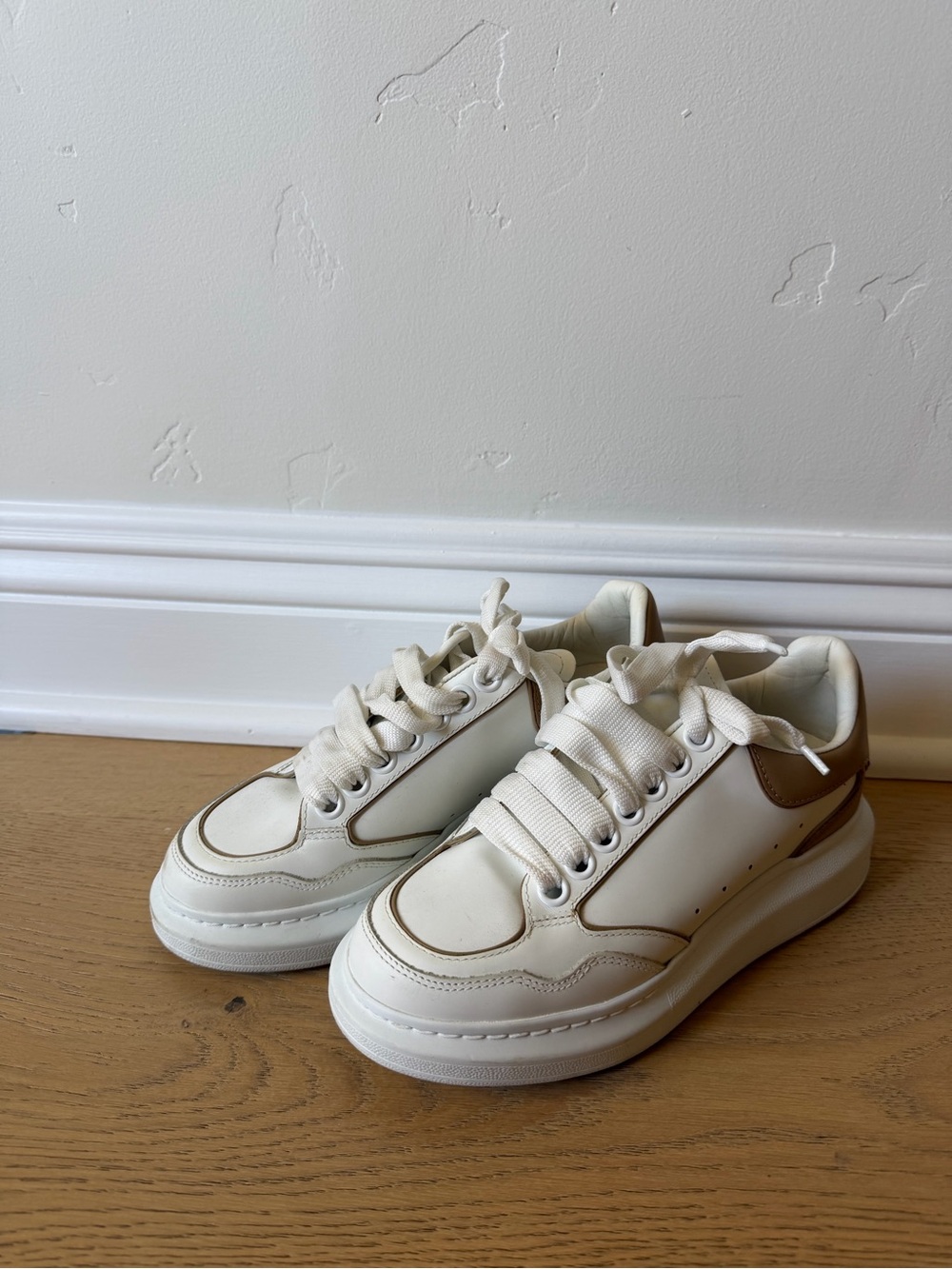 Alexander McQueen White and Brown Low-Top Sneakers